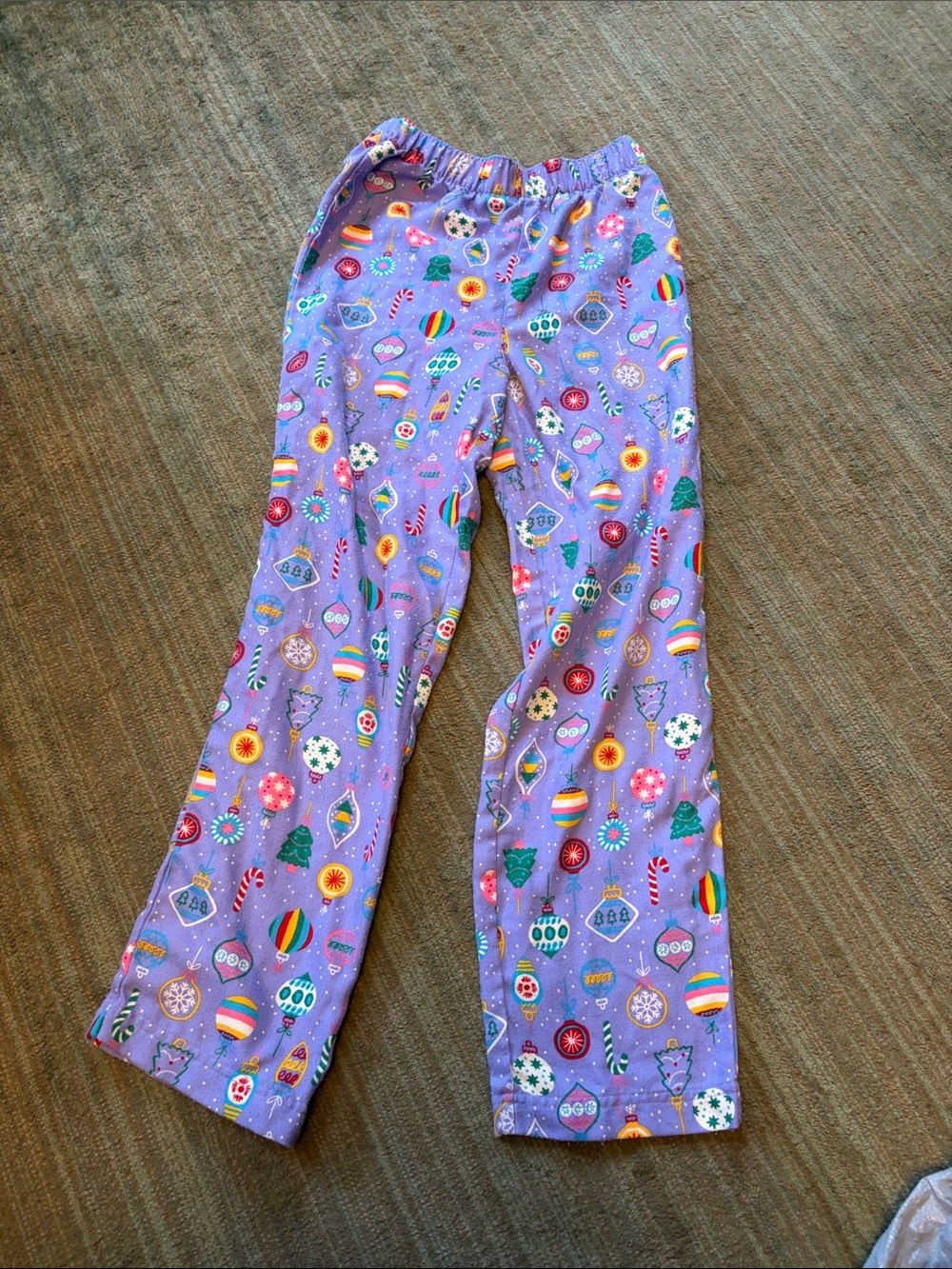 Lands' End Purple Kids Holiday Pajama Bottoms with Ornaments
